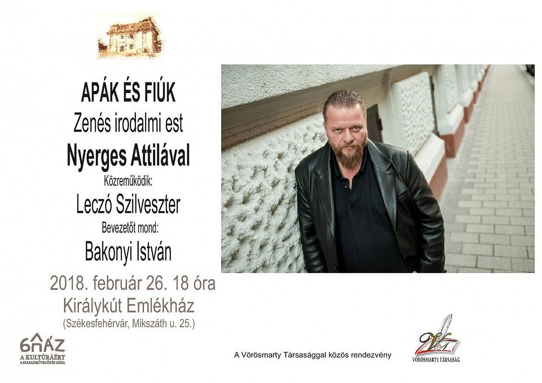 Apák és fiúk - zenés irodalmi est lesz hétfőn a Királykút Emlékházban